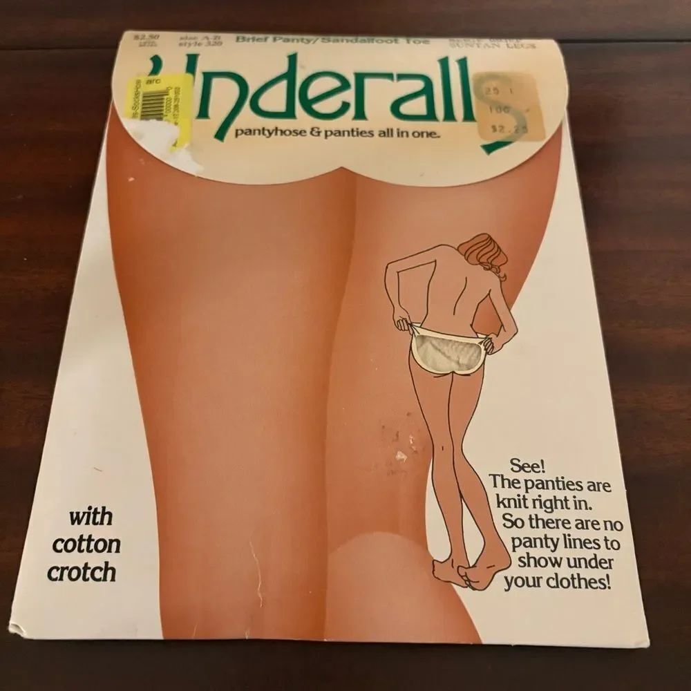 Vintage Underalls Pantyhose and Panties Beige Brief Suntan Legs Sz A-B NEW!